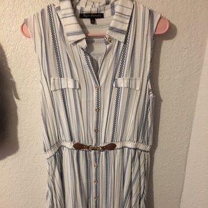 Vertical Striped dress with small connected belt